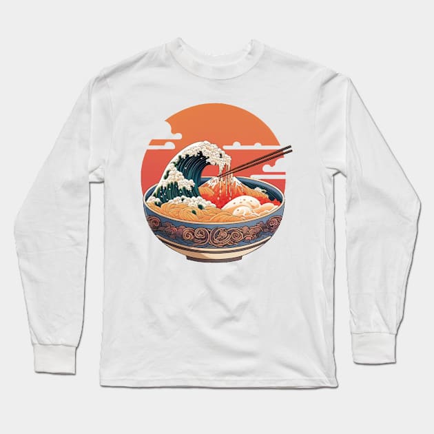 ⭐⭐⭐⭐⭐ Ukiyo-e art style bowl of ramen Long Sleeve T-Shirt by Mimeographics